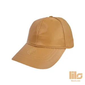 کلاه بیسبالی چرم ساده عسلی